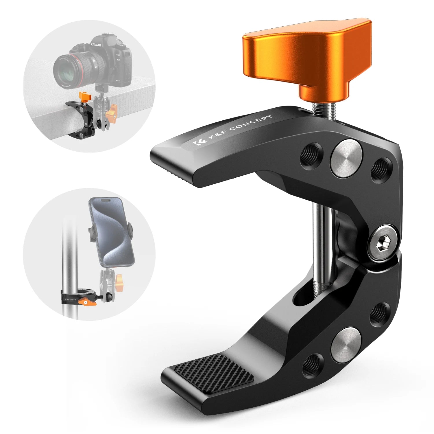 K&F Concept Multi-Functional Super Clamp with 360° Dual Ball Head Magic Arm for GoPro and Phones