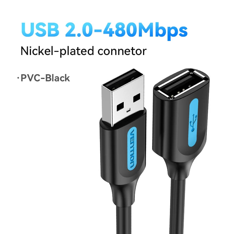 Vention USB 3.0/2.0 Extension Cable - Male to Female Data Cord for Smart TV, PS4, Xbox One, and PC