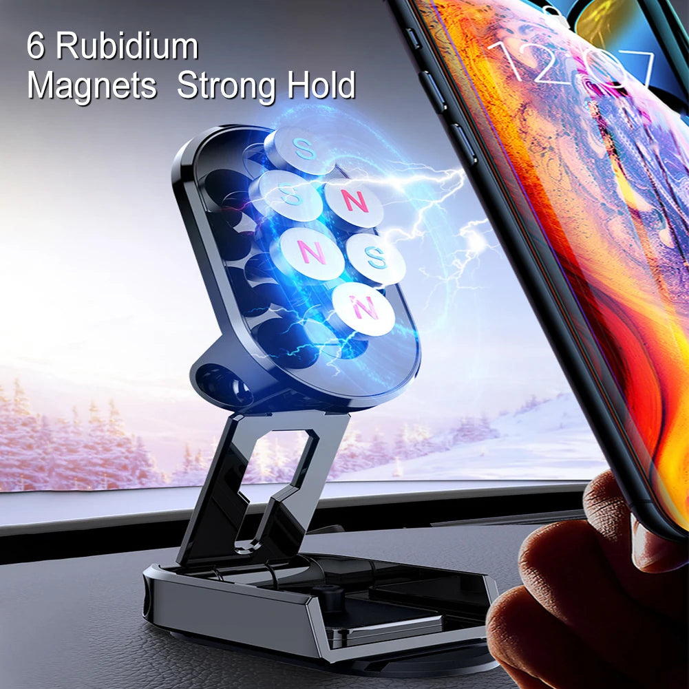 Metal Magnetic Car Mobile Phone Holder Folding Magnet Cell Phone Stand in GPS 360° Rotatable Mount