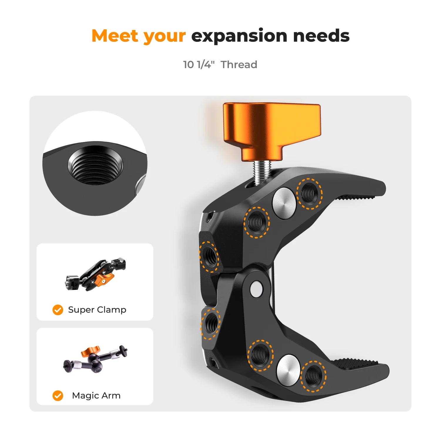 K&F Concept Multi-Functional Super Clamp with 360° Dual Ball Head Magic Arm for GoPro and Phones