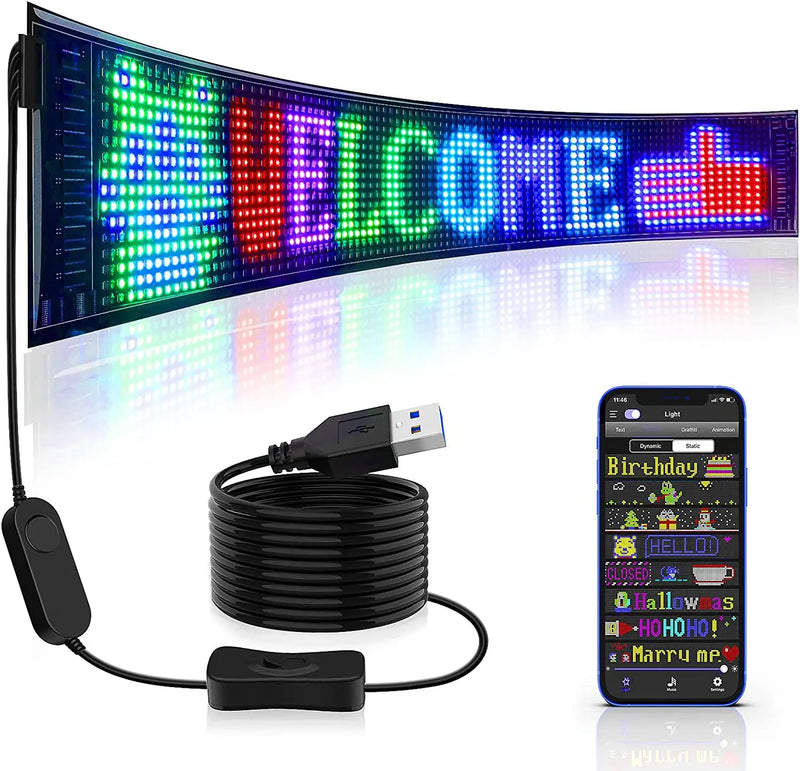 LED Matrix Pixel Panel USB 5V Flexible Addressable RGB Pattern Graffiti Scrolling Text Animation