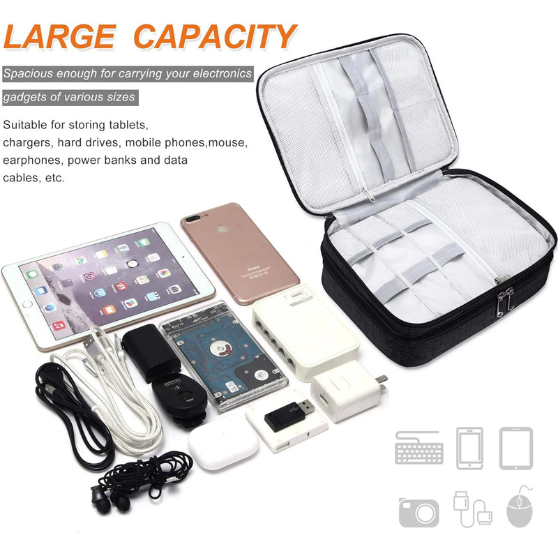 Waterproof Cable Storage Bag | Portable Travel Organizer for USB, Chargers & Accessories