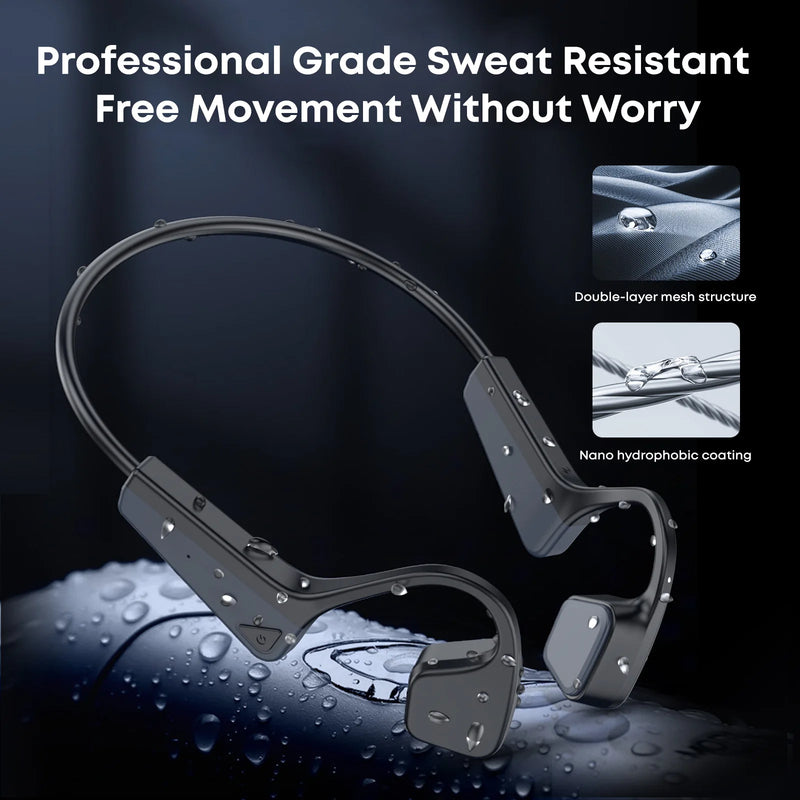 Real Bone Conduction Sport Headphone Wireless Earphone Bluetooth-Compatible Headset with Mic