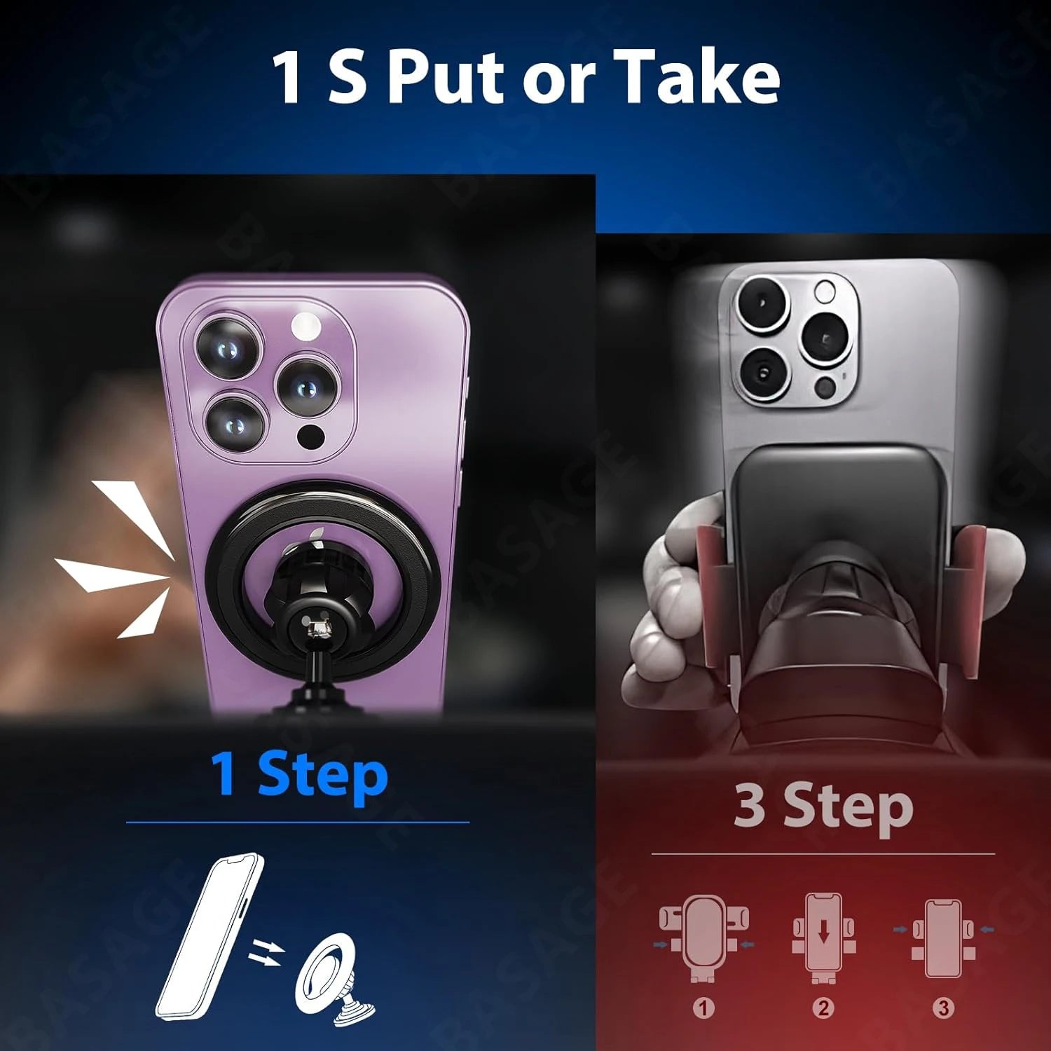 Magnetic Car Phone Holder Stand for iPhone 12/13/14, Samsung, Xiaomi | GPS Mount Bracket