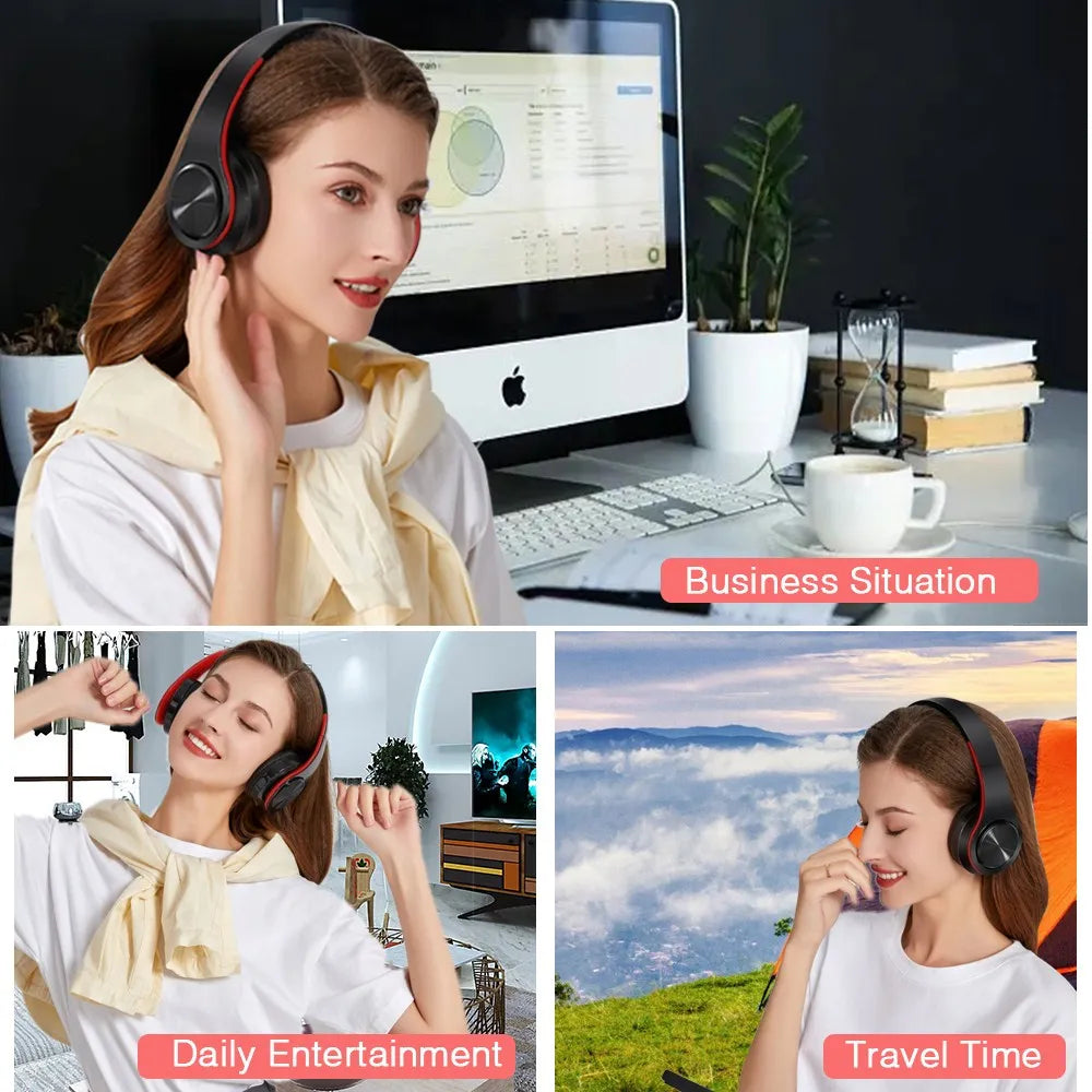 Wireless Bluetooth Headphones Stereo Headset Music Sports Overhead Earphone with Mic for you Device