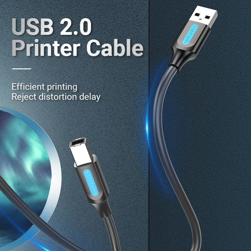 Vention USB Printer Cable USB 3.0 & 2.0 Type A to B for Canon, Epson, Label Printers, DACs, ZJiang