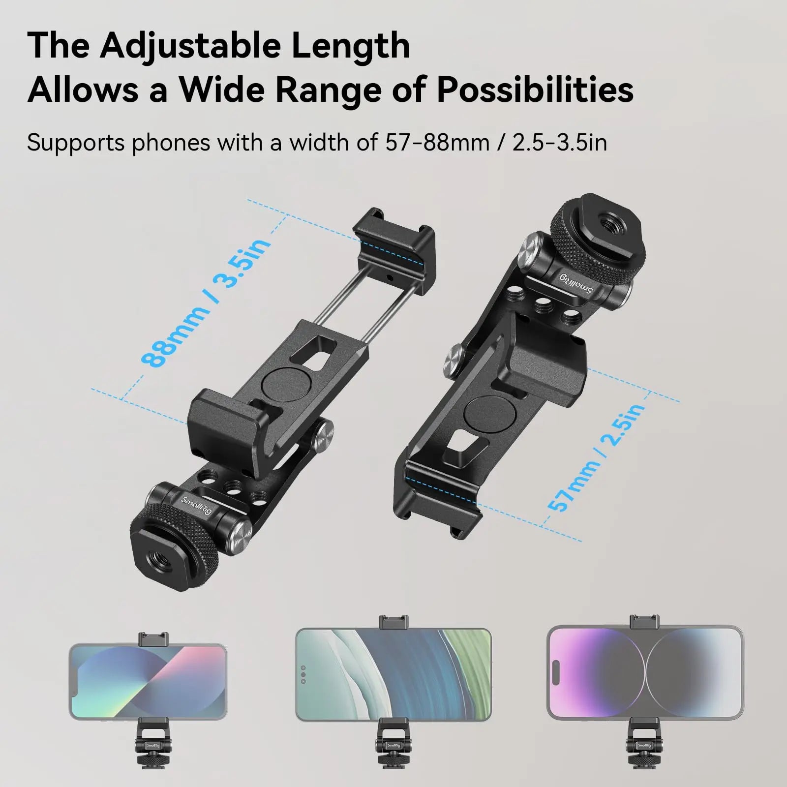 Phone Support for DJI Stabilizers, Free Adjustment Phone Mount Adapter with 1/4"-20 Threaded Hole