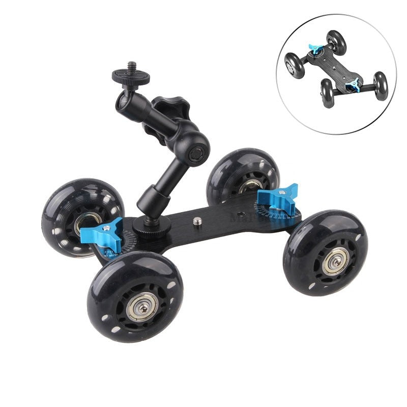 11|7 Inch Magic Arm Dolly Car Mobile Rolling Camera Slider Stabilizer Vlog Track Rail Action Camera