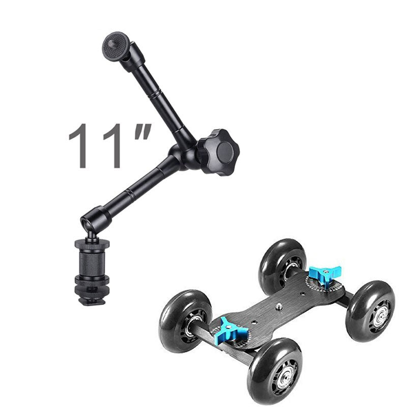 11|7 Inch Magic Arm Dolly Car Mobile Rolling Camera Slider Stabilizer Vlog Track Rail Action Camera