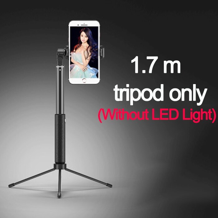 2019 new 1.7m Extendable live Tripod Selfie Stick LED Ring light Stand 4 in 1 With Monopod Phone