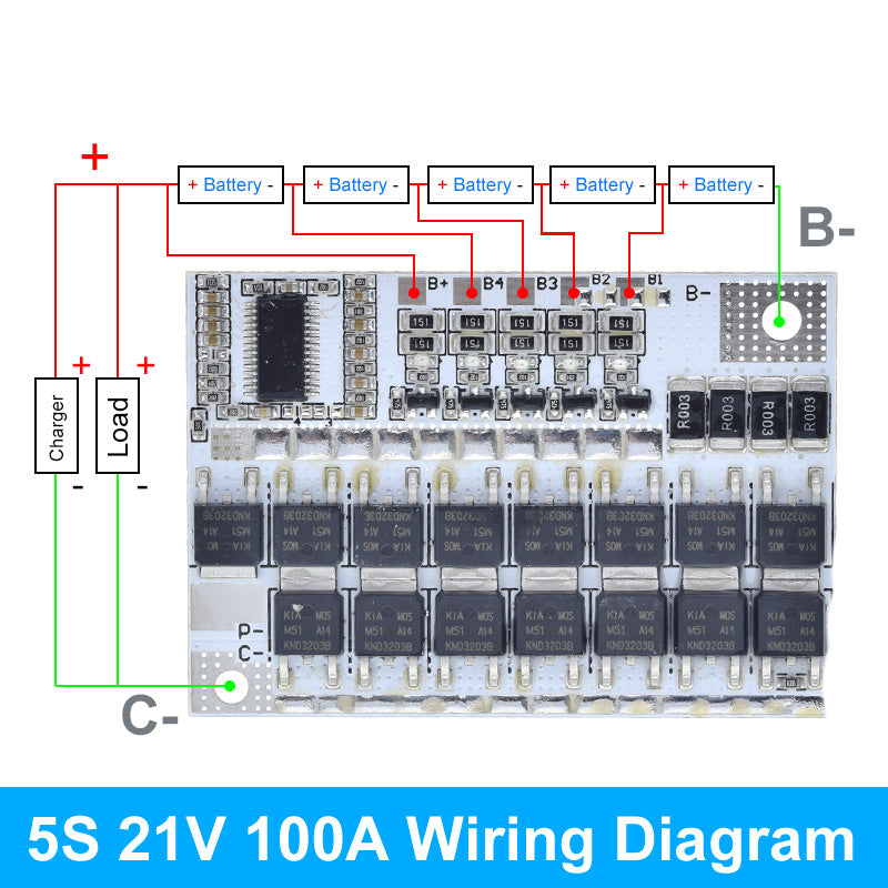 3s/4s/5s Bms 12v 16.8v 21v 3.7v 100a Li-ion Lmo Ternary Lithium Battery Protection Circuit Board