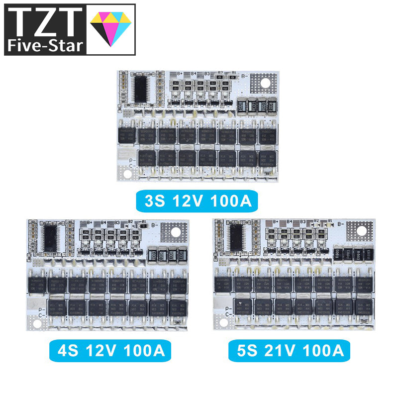 3s/4s/5s Bms 12v 16.8v 21v 3.7v 100a Li-ion Lmo Ternary Lithium Battery Protection Circuit Board