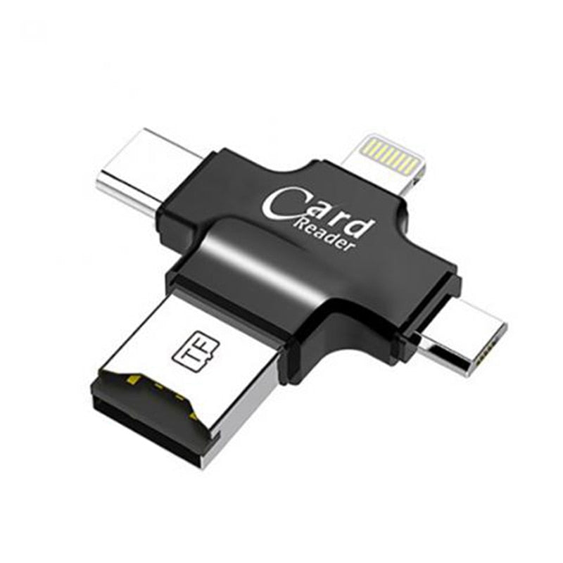 4 in 1 Card Reader Type C Micro USB Adapter Micro SD Card Reader Card for iPhone / iPad Smart OTG