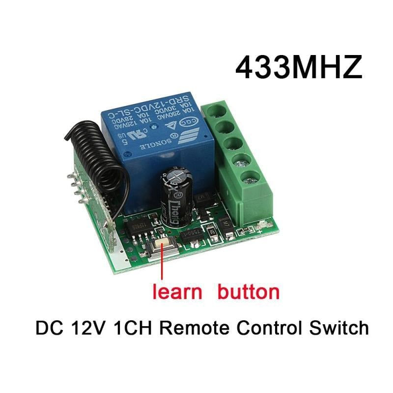 433 Mhz Universal Wireless Remote Control Switch DC 12V 1CH Relay Receiver Module and RF Transmitter