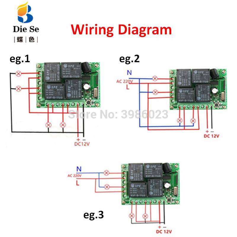 433MHz Universal Wireless Remote Control DC 12V 4CH Relay Receiver Module RF Switch 4 Button Remote Control