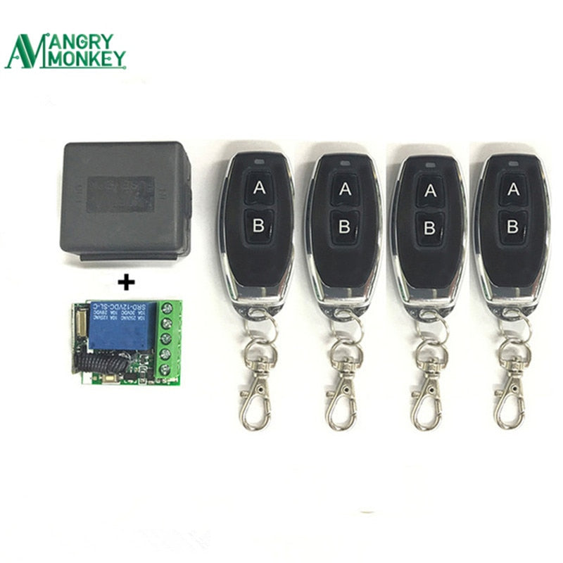 433Mhz Universal Wireless Remote Switch DC 12V 1CH relay Receiver Module and 4 pieces RF Transmitter