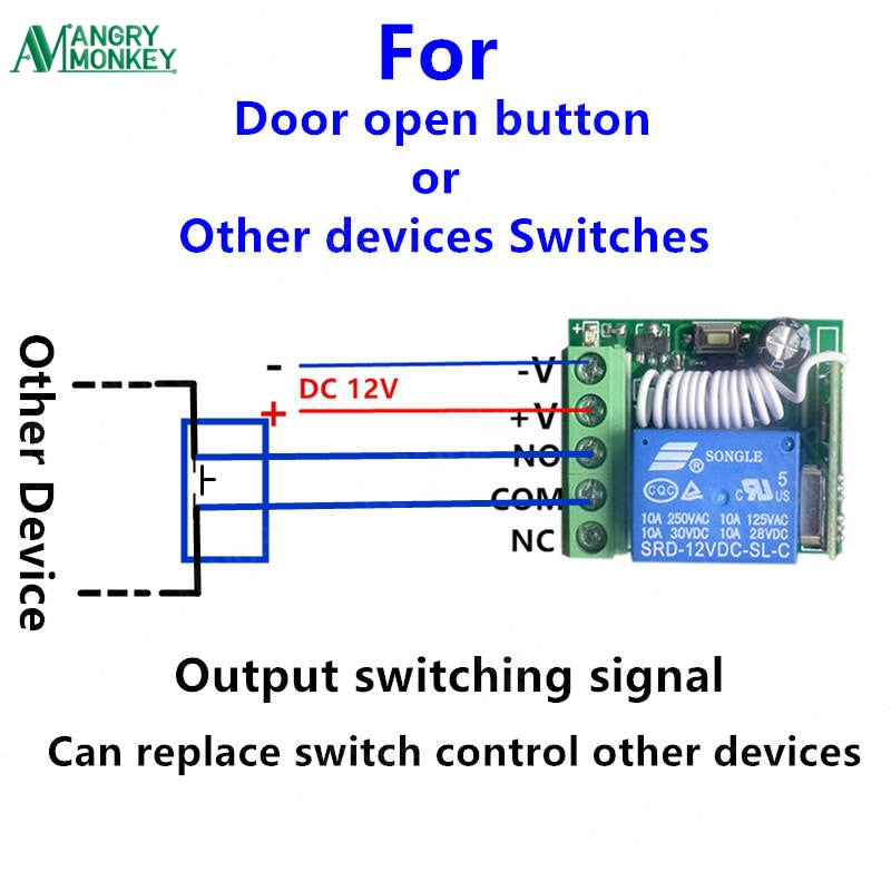 433Mhz Universal Wireless Remote Switch DC 12V 1CH relay Receiver Module and 4 pieces RF Transmitter