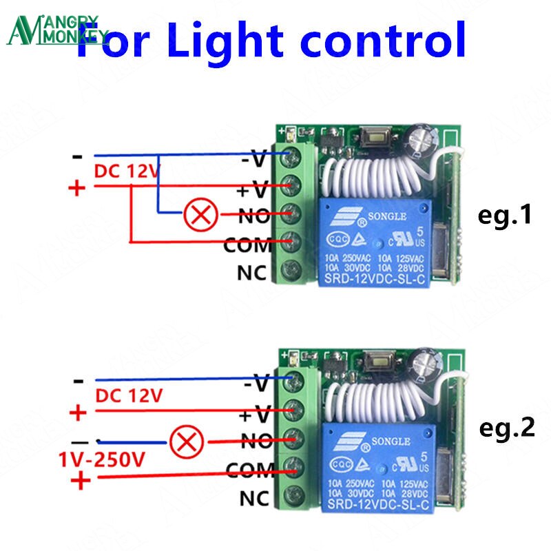 433Mhz Universal Wireless Remote Switch DC 12V 1CH relay Receiver Module and 4 pieces RF Transmitter