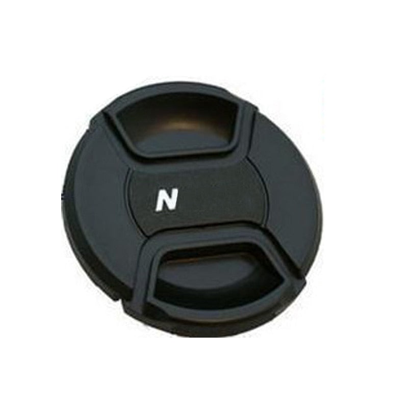 Front Lens Cap Center Pinch Cover Snap-on with cord for Canon, Nikon, Pentax and Sony