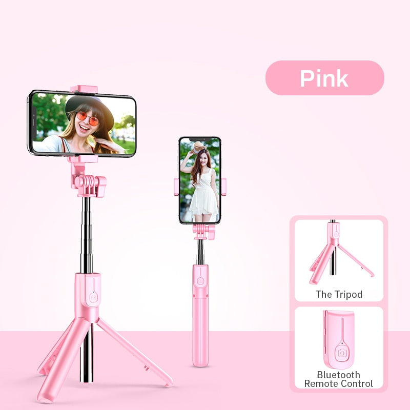 4 in 1 Wireless bluetooth Selfie Stick LED Ring light Extendable Handheld Monopod Live Tripod