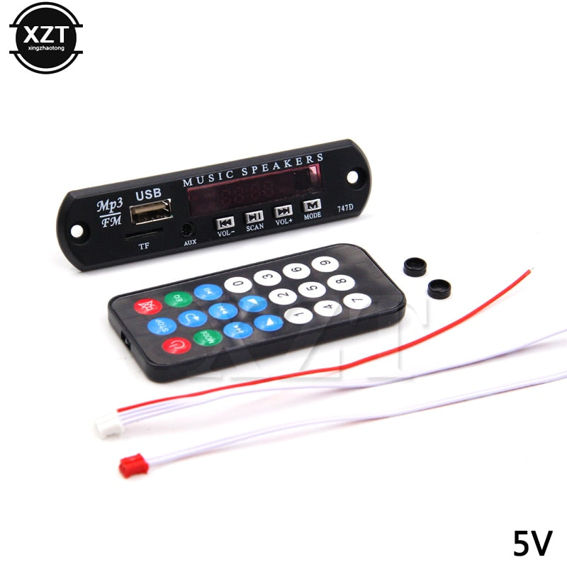 5V 12V mp3 module mp3 decoder board Automobile Car WMA FM AUX  Plate Audio TF SD Card Radio USB