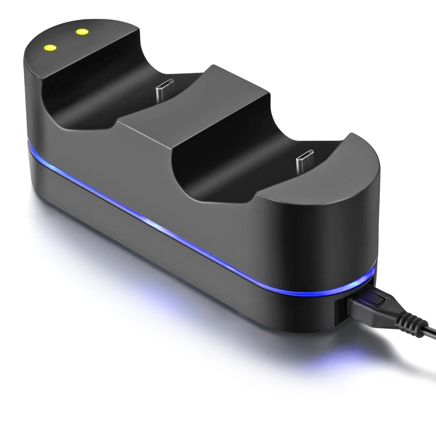 5V PS4 LED Indicator Dual USB Controller Fast Charging Station Dock Charger &amp; 4 Thumbstick