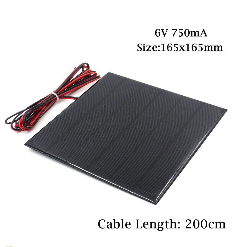 6V Solar Panel with 30/100/200cm wire Mini Solar System DIY For Battery Cell Phone Charger 0.6W 1W