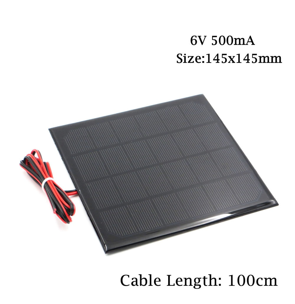 6V Solar Panel with 30/100/200cm wire Mini Solar System DIY For Battery Cell Phone Charger 0.6W 1W