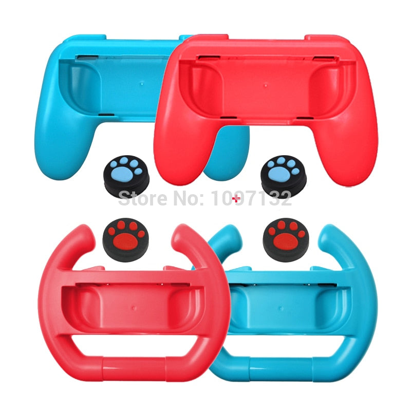 8 in 1 Bracket Hand Holder Wear-resistant Comfort Joy-con Handle Grips Wheels Kit for Nintend Switch