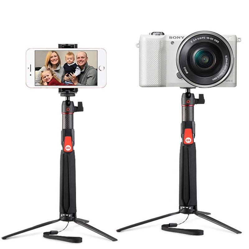 SC1 Carbon Fiber Mini Tripod Monopod Portable Selfie Stick Bluetooth