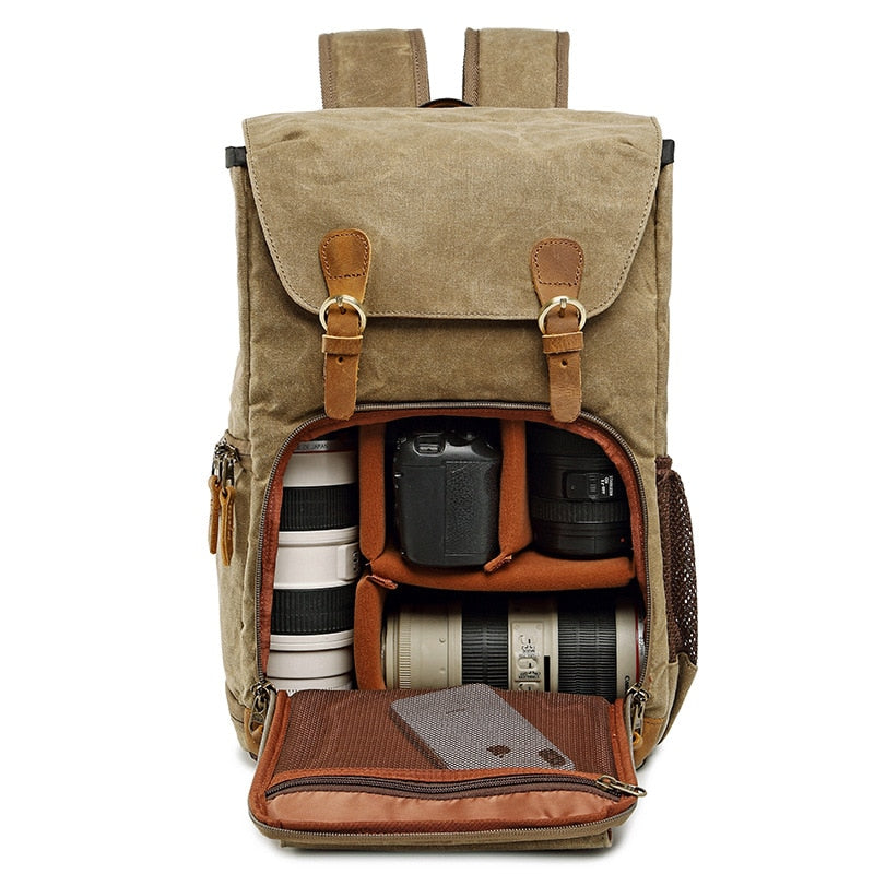 Batik Canvas Waterproof Photography Bag Outdoor Wear-resistant Large Camera Photo Backpack Men for