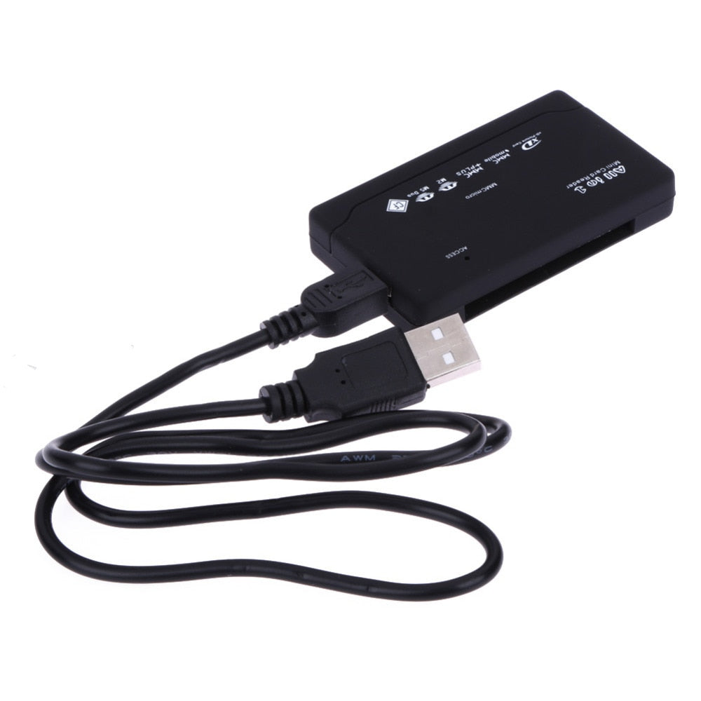 Black All in One Memory Card Reader USB External Cardreader SD SDHC Mini Micro M2 MMC XD CF Reader