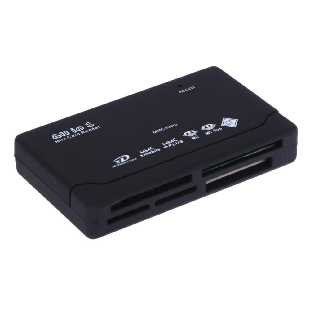 Black All in One Memory Card Reader USB External Cardreader SD SDHC Mini Micro M2 MMC XD CF Reader