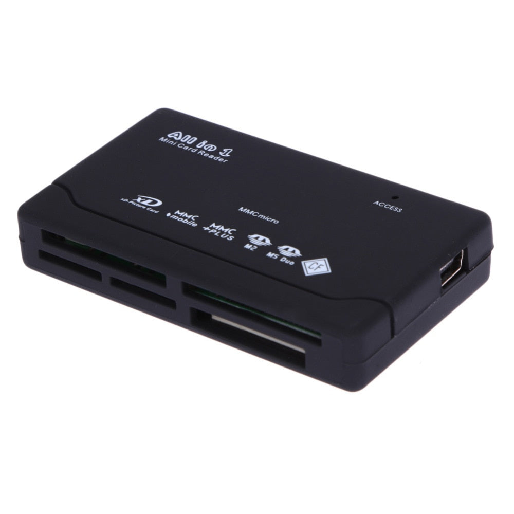 Black All in One Memory Card Reader USB External Cardreader SD SDHC Mini Micro M2 MMC XD CF Reader