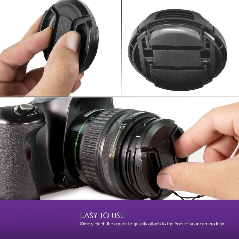 Camera Lens Cap Protection Cover 52MM 55MM 58MM 62MM 67MM 72MM 77MM 82MM Anti-lost Rope for Canon