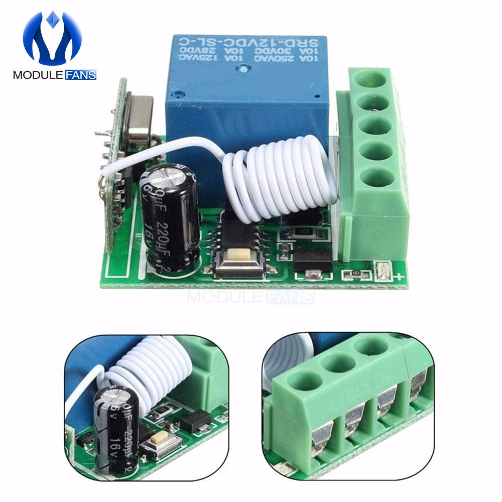 DC 12V 1CH 1 Ch Channel 433MHz Wireless Relay Module RF Remote Control Switch Heterodyne Receiver