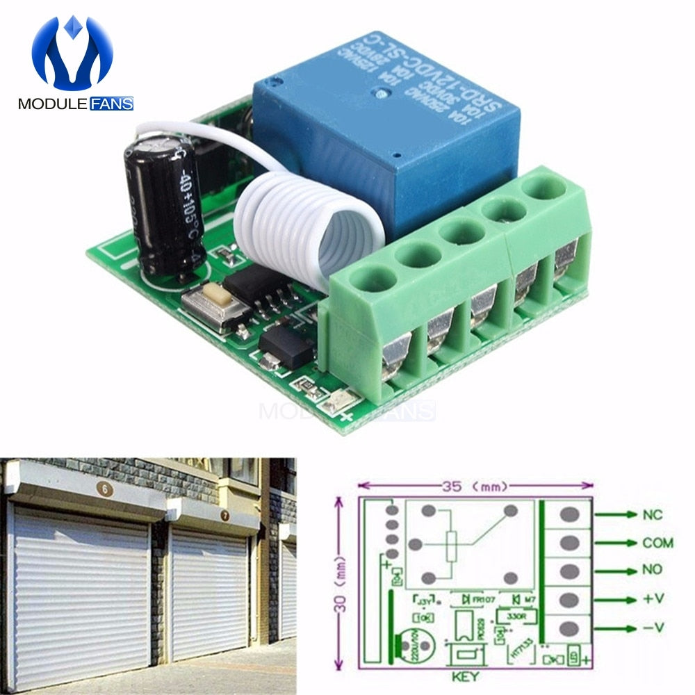 DC 12V 1CH 1 Ch Channel 433MHz Wireless Relay Module RF Remote Control Switch Heterodyne Receiver