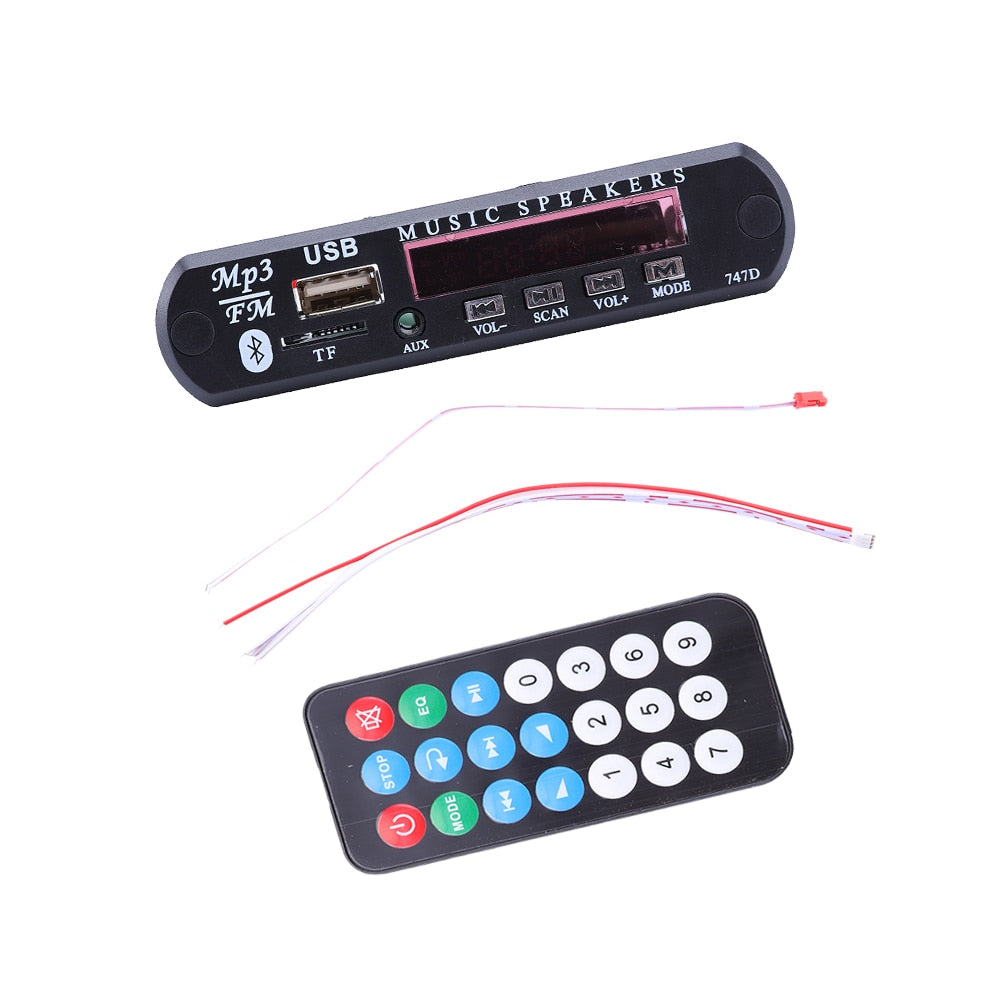 DC 12V Automobile Car Bluetooth MP3 WMA FM AUX Decoder Board Plate Audio Module TF SD Card USB Radio