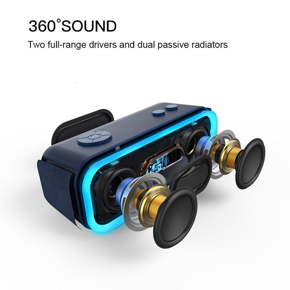 SoundBox Pro TWS Wireless Bluetooth Speaker 2*10 Drivers with Flashing LED Light Enhanced