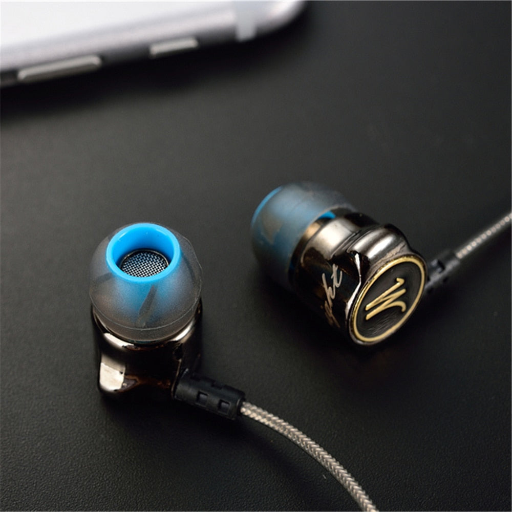 Earphones QKZ DM7 Special Edition Gold Plated Housing Headset Noise Isolating HD HiFi Earphone