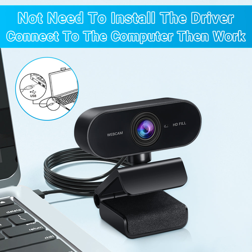 HD 1080P Webcam PC Web Camera with Microphone Rotate Camera