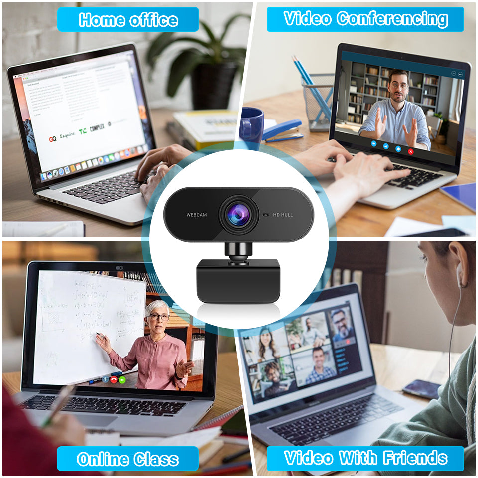 HD 1080P Webcam PC Web Camera with Microphone Rotate Camera