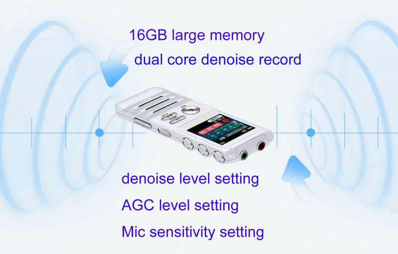 Escytegr DN006 Double Microphone Noise Reduction Recording 16GB Audio Voice Recorder Pen Music