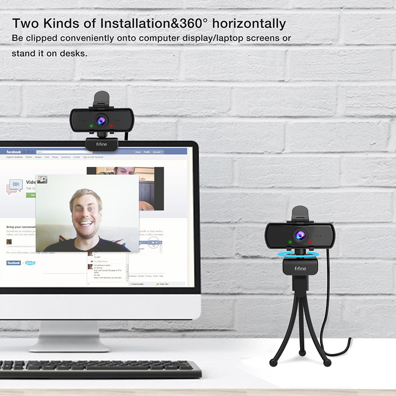 1440p Full HD PC Webcam with Microphone, Tripod, for USB Desktop & Laptop