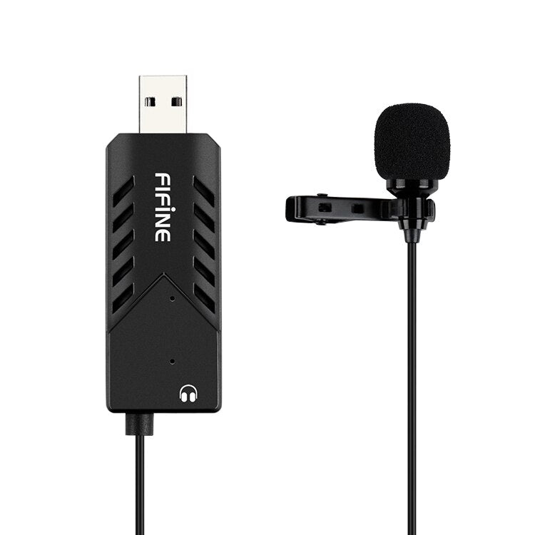 FIFINE Lavalier  Clip-on Cardioid Condenser Computer mic plug and play USB Microphone With Sound