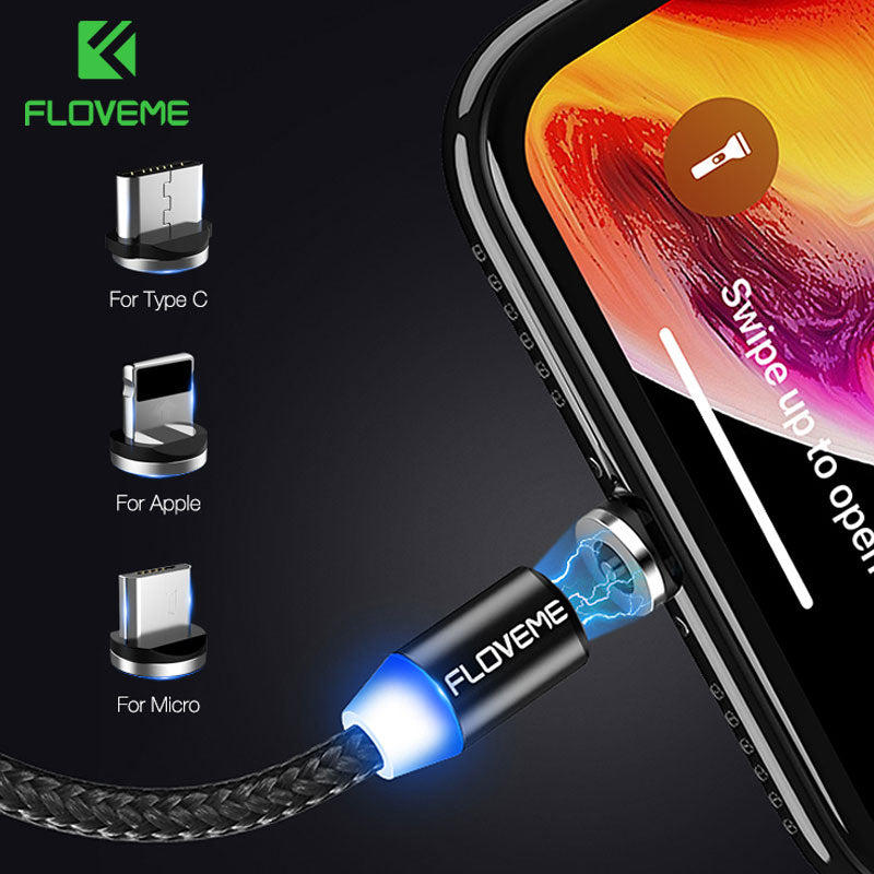 FLOVEME 1M Magnetic Charge Cable Micro USB Cable For iPhone 11 Pro Max XR Magnet Charger USB Type