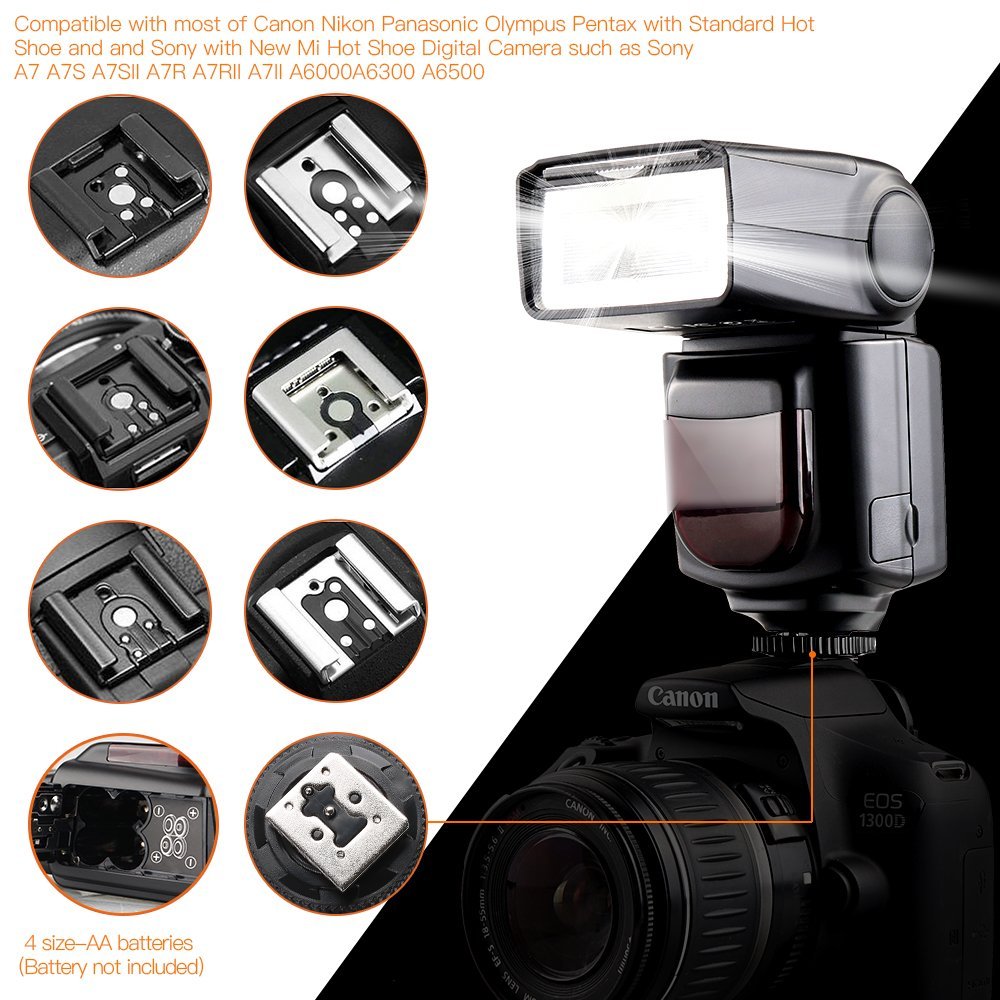 FOSITAN Universal Camera Speedlight Flash for Canon Nikon Panasonic Olympus Pentax and Sony Mi Hot