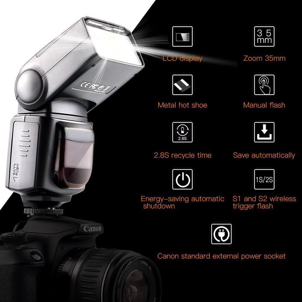 FOSITAN Universal Camera Speedlight Flash for Canon Nikon Panasonic Olympus Pentax and Sony Mi Hot