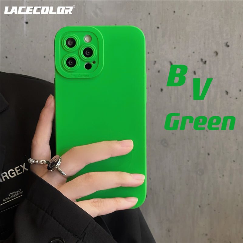 Fashion Bright Green Soft Silicone Phone Case Candy Colour Tide Matte Cover