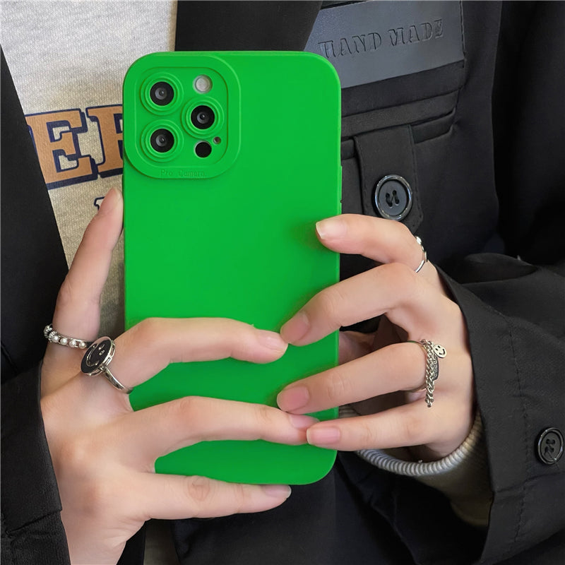 Fashion Bright Green Soft Silicone Phone Case Candy Colour Tide Matte Cover